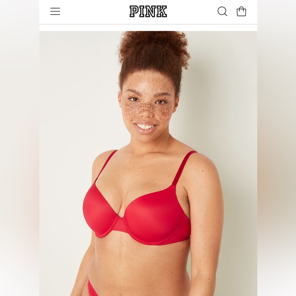 PINK Victoria's Secret  Everywhere Super Push Up Red Bra  36DD EUC